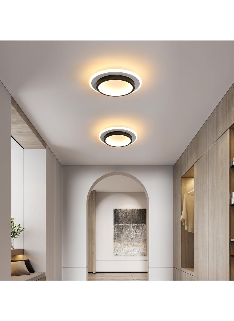 شو وو قطعة واحدة من مصابيح السقف LED الحديثة مقاس 9 بوصات، 21 وات 3000 كلفن، مصباح دائري مثبت في الردهة، للمطبخ والممر والشرفة، باللونين الأسود والأبيض  - Image 2