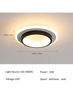 XiuWoo 1pc 9inch Modern LED Ceiling Light, 21W 3000K Round Flush Mount Hallway Light, for Kitchen Hallway Corridor Balcony, Black and White  - Image 3