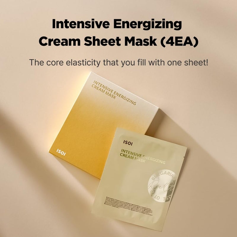ISOI Intensive Energizing Cream Premium Sheet Mask for Skin Elasticity & Firmness, Infused with High-Moisturizing & Nourishing Firming Cream, Korean Face Mask (4EA) - Image 2