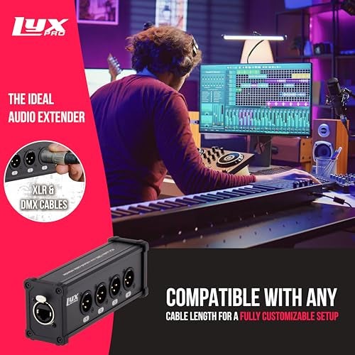 LyxPro 4 Channel Dual Input 3-Pin Multi-Network XLR Cable Breakout for Stage Sound, Lighting, and Recording Studio - Male to RJ45 Ethercon – Ideal for Sound, Lighting Setup, Ground Lift - Image 3