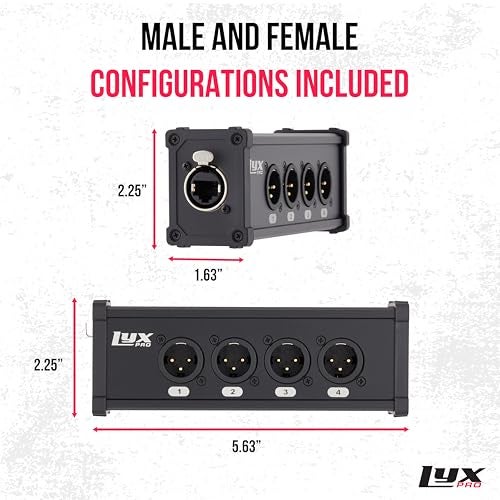 LyxPro 4 Channel Dual Input 3-Pin Multi-Network XLR Cable Breakout for Stage Sound, Lighting, and Recording Studio - Male to RJ45 Ethercon – Ideal for Sound, Lighting Setup, Ground Lift - Image 4