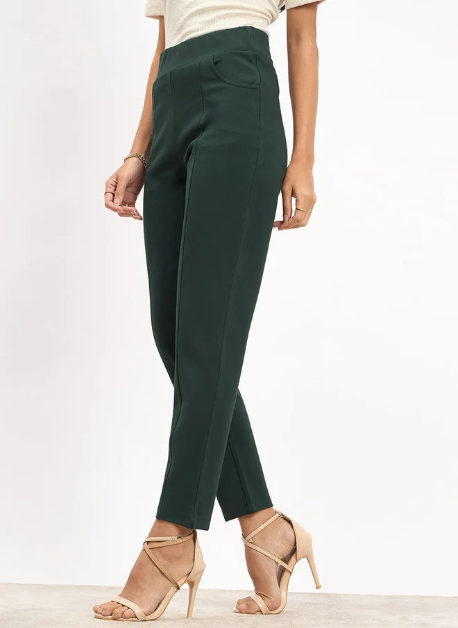 Salt Attire SALT ATTIRE Women Smart Slim Fit High-Rise Joggers Trousers
