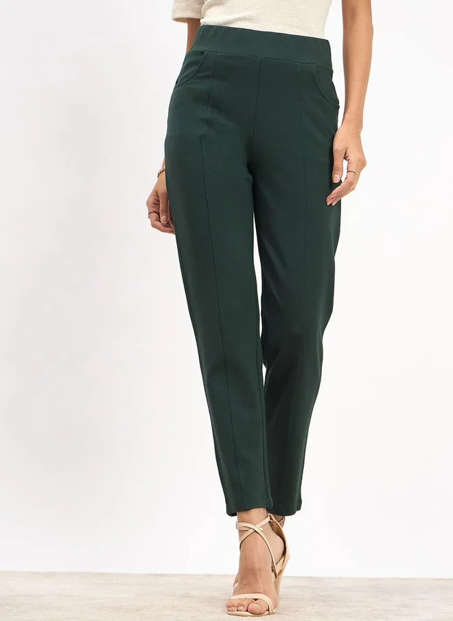 Salt Attire SALT ATTIRE Women Smart Slim Fit High-Rise Joggers Trousers