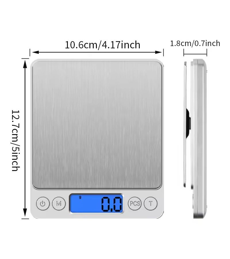 Portable Postal Scale with Tray 2000g 0.1g Multi Unit One Key Zero Desktop Mini - Image 3
