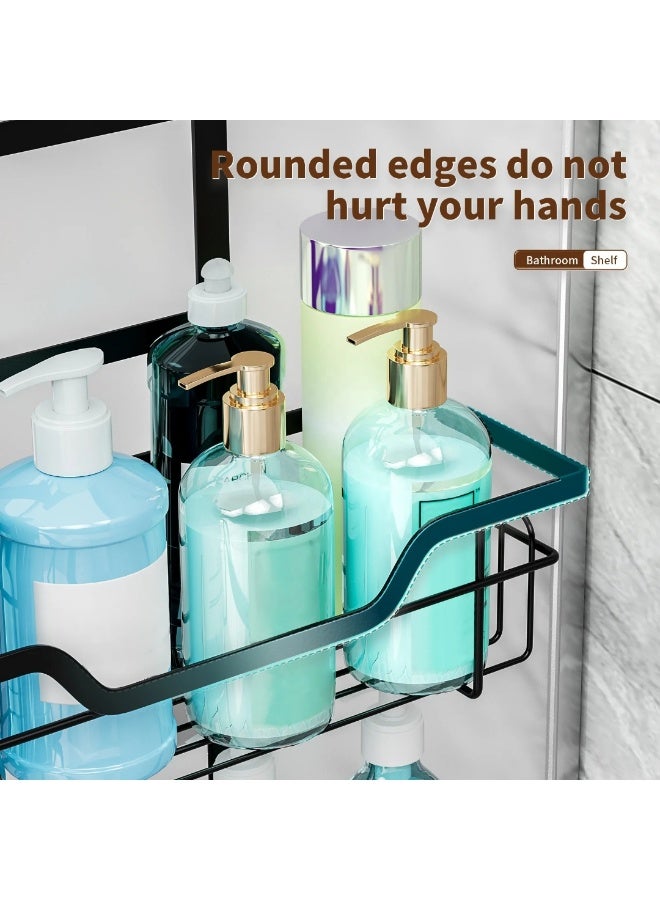 UrbanEssentia 3-Tier Over-the-Door Shower Caddy Organizer – Rustproof Hanging Shower Shelf with Hooks, No-Drill Bathroom Storage Rack for Shampoo, Conditioner, Body Wash & Accessories (Black) - Image 5