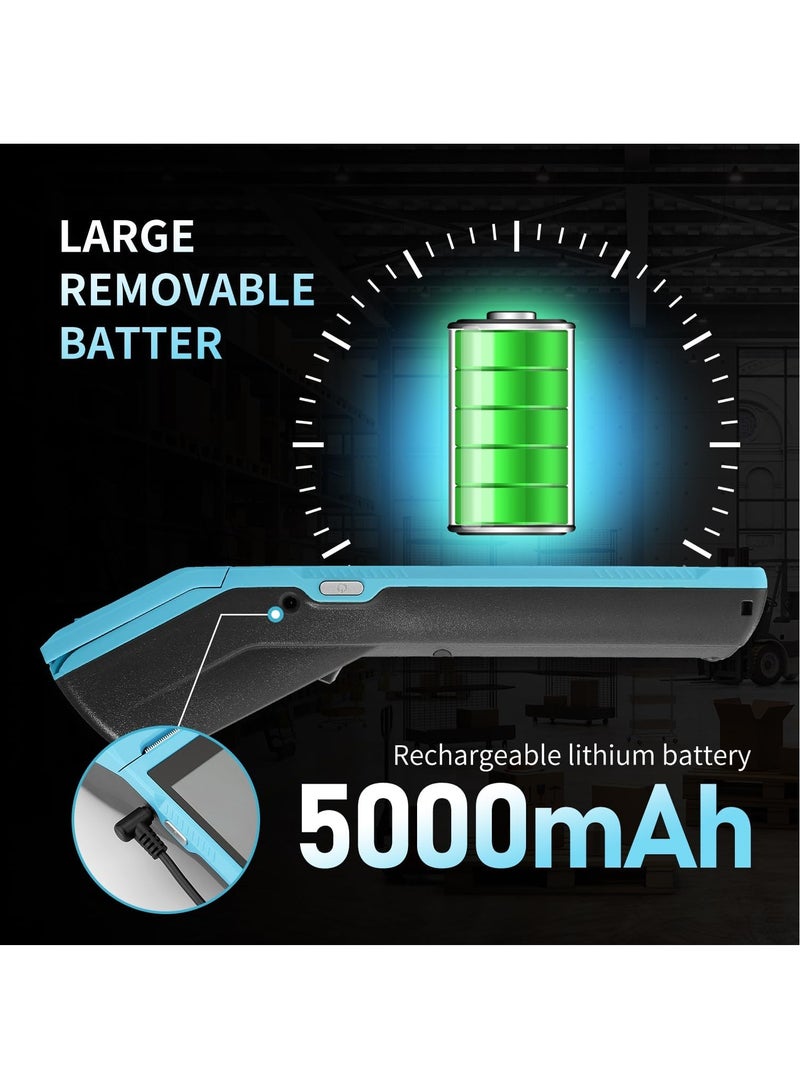 NETUM Handheld PDA Android POS Terminal Receipt Printer Barcode Printer, Data Collector, Portable Barcode Scanner Pos Machine, Handheld Bluetooth USB WiFi BT4.0, BLUE (Included Paper Scroll 58 * 35) - Image 4