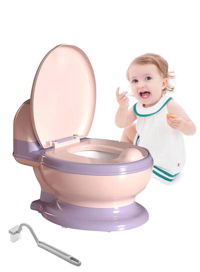 Arabest Potty Training Seat,Potty training toilet with lid for kids,Toddler Potty Chair with Soft Seat,Removable Toilet Tissue Dispenser and Splash Guard, Non-Slip for Toddler& Baby& Kids (Pink) - Image 1