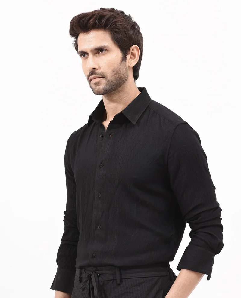 Rare Rabbit Men's Textured Solid Shirt