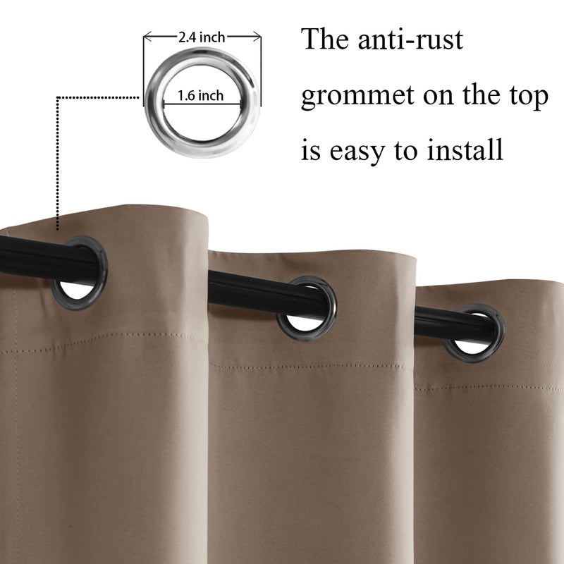 JIUZHEN Taupe Blackout Curtains with Tiebacks - Thermal Insulated  Light Blocking and Noise Reducing Grommet Curtains for Bedroom and Living Room  Set of 2 Window Curtain Panels  70 x 84 Inch Length - Image 2