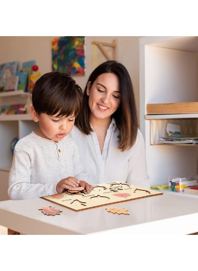 Kathfly 2 Pieces Leaf Wooden Jigsaw Puzzles Leaf Puzzle Montessori Toy Montessori Puzzle Early Educational Learning Puzzle for Birthday Gift Early Education School Cute - Image 4