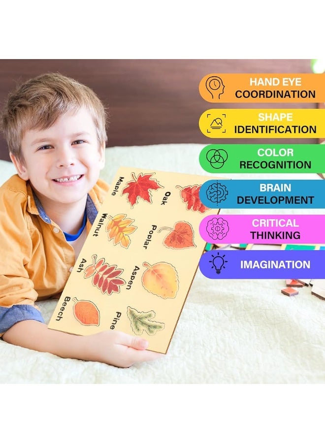 Kathfly 2 Pieces Leaf Wooden Jigsaw Puzzles Leaf Puzzle Montessori Toy Montessori Puzzle Early Educational Learning Puzzle for Birthday Gift Early Education School Cute - Image 5