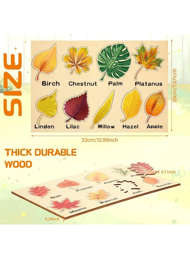Kathfly 2 Pieces Leaf Wooden Jigsaw Puzzles Leaf Puzzle Montessori Toy Montessori Puzzle Early Educational Learning Puzzle for Birthday Gift Early Education School Cute - Image 1
