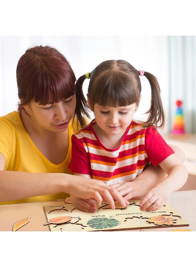 Kathfly 2 Pieces Leaf Wooden Jigsaw Puzzles Leaf Puzzle Montessori Toy Montessori Puzzle Early Educational Learning Puzzle for Birthday Gift Early Education School Cute - Image 3