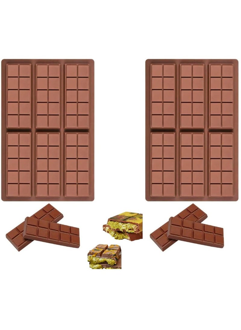 C.T.Z Deep Chocolate Bar Molds 2 Pack, 1 Inch Deep Large and Thick Silicone Chocolate Bar Molds for Stuffed Bar, Big Chocolate Candy Bar Mold for Filling Knafeh Pistachio Chocolate Bar  - Image 1