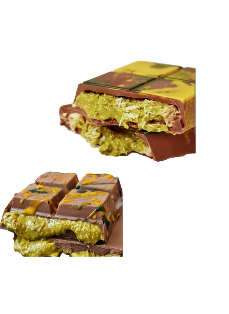 C.T.Z Deep Chocolate Bar Molds 2 Pack, 1 Inch Deep Large and Thick Silicone Chocolate Bar Molds for Stuffed Bar, Big Chocolate Candy Bar Mold for Filling Knafeh Pistachio Chocolate Bar  - Image 2