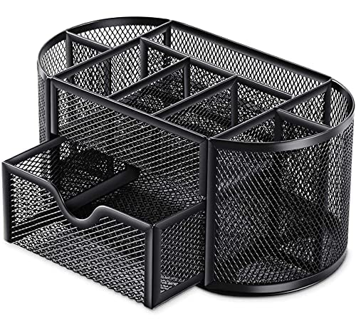 SOLDTRUE Metal Pen Stand Desk Organizer Pen/Pencil Stand with Drawer, Mobile & Remote Stand for Office Desk/Desktop/Table Storage Organizer Stationary Box, So it is Long lasting and Durable (Big Size) - Image 1