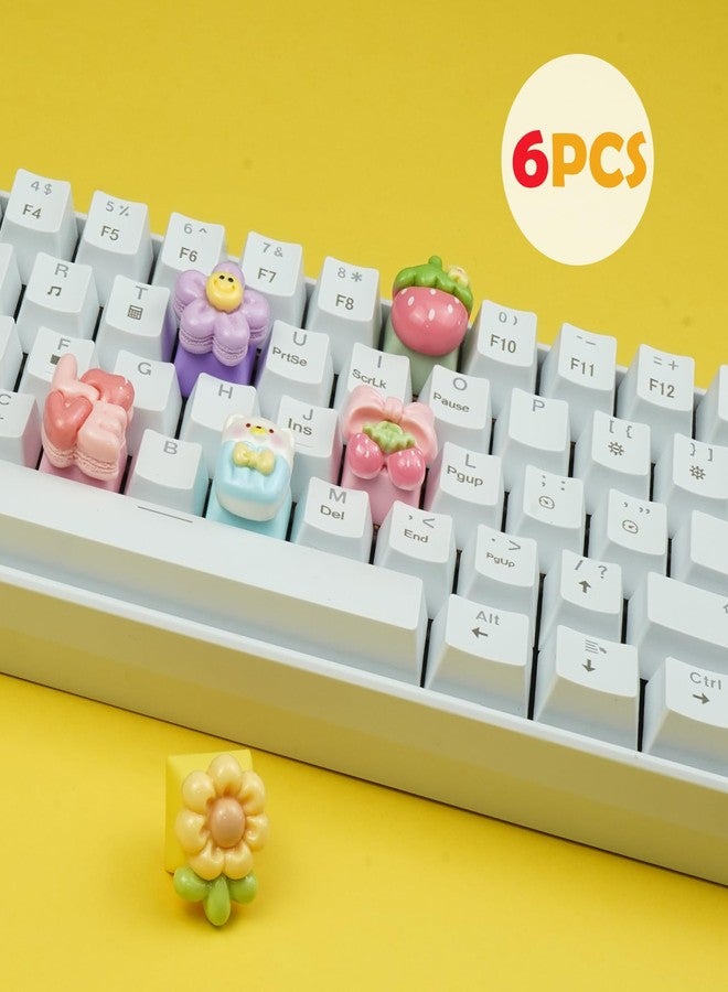 Wonhibo 6 PCS Cute Keycaps for Cherry MX Keyboards - Strawberry Sunflower OEM Profile ESC Key Replacement, Mechanical Keyboard Decoration for Women Girls - Image 4