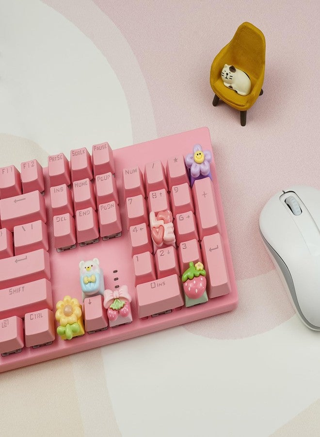Wonhibo 6 PCS Cute Keycaps for Cherry MX Keyboards - Strawberry Sunflower OEM Profile ESC Key Replacement, Mechanical Keyboard Decoration for Women Girls - Image 5