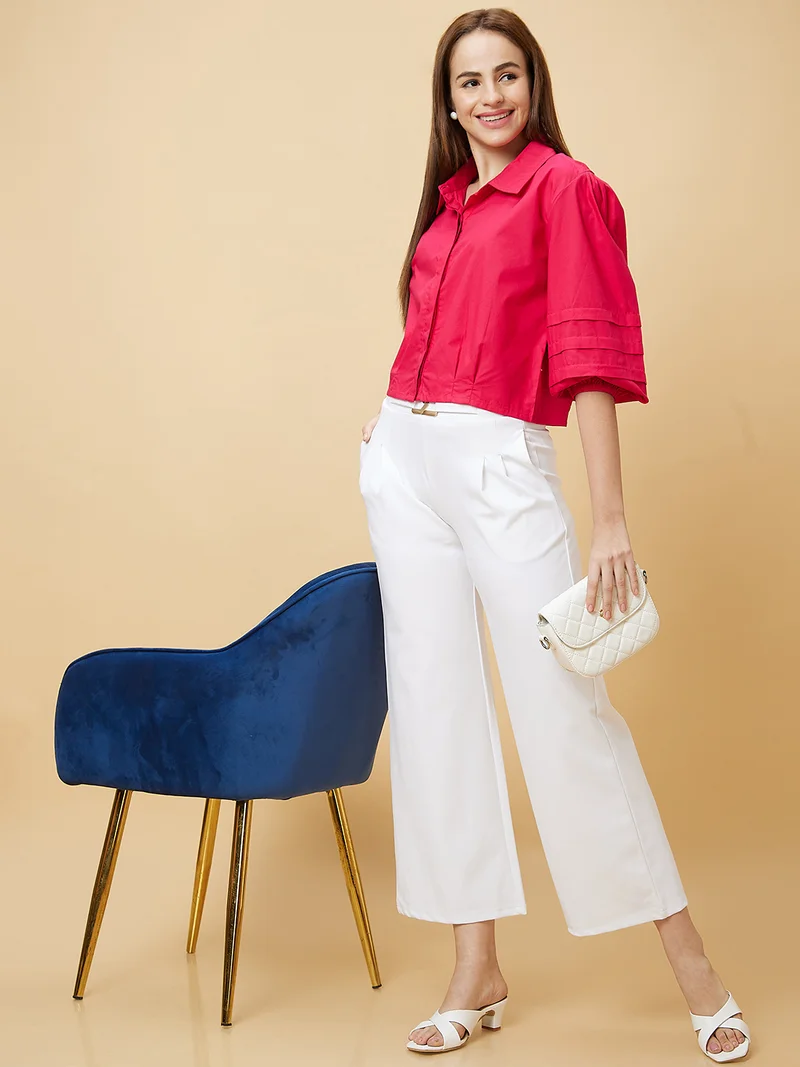 globus Women Loose Fit High-Rise Pleated Trousers