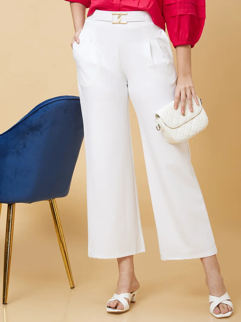 globus Globus Women Loose Fit High-Rise Pleated Workwear Trousers