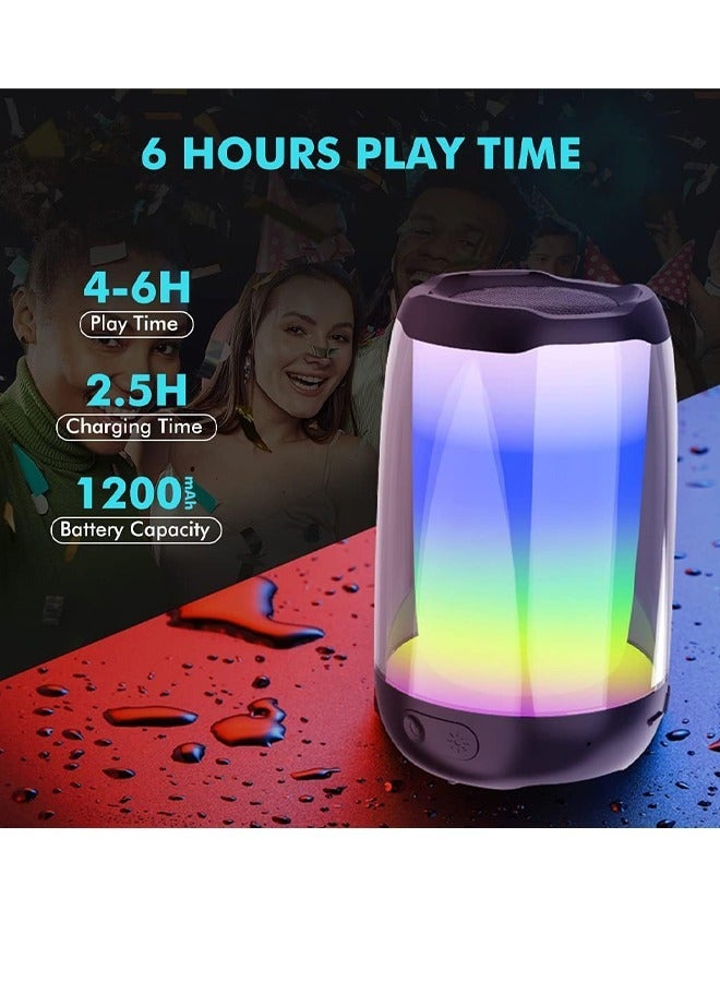 كالوس مكبر صوت بلوتوث لاسلكي صغير محمول مع ضوء RGB LED مكبر صوت محمول مع صوت جهير معزز مقاوم للماء لمدة 4-6 ساعات وقت تشغيل LED للسفر، خارجي أسود - Image 4