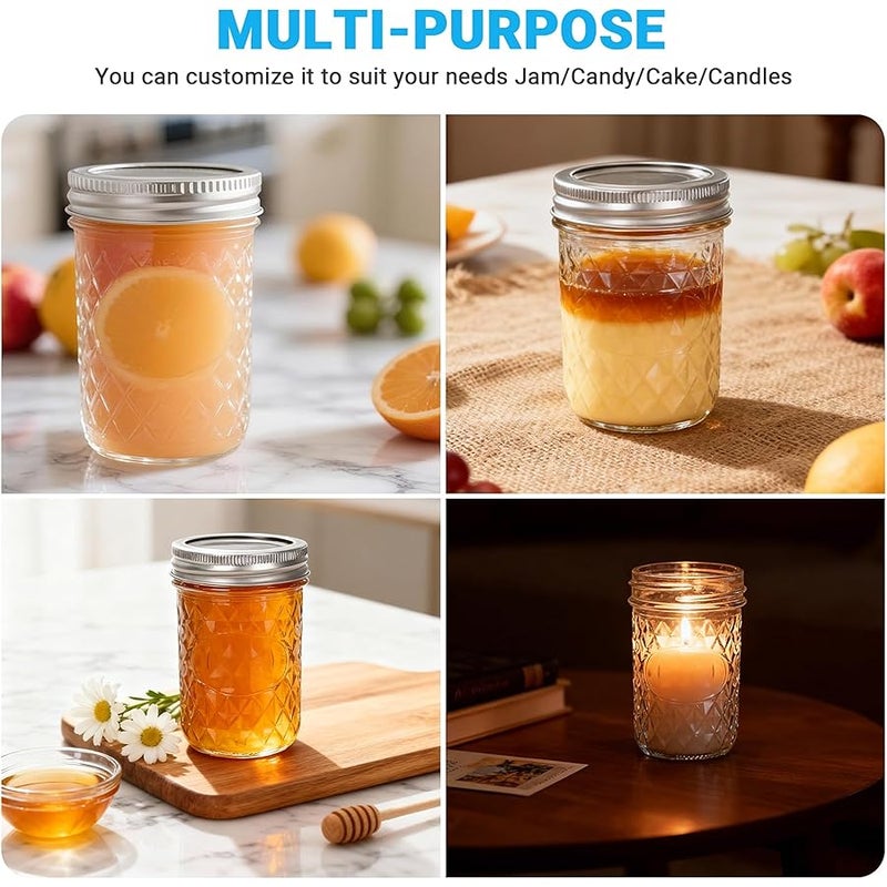 سهومي Cehomi Glass Mason Jars 8 oz with Lids - 24 Pack Regular Mouth Canning Jars, Glass Jars for food Storage, Canning, Pickling, Dry Goods, Snacks, Candies,and DIY Projects - Image 5