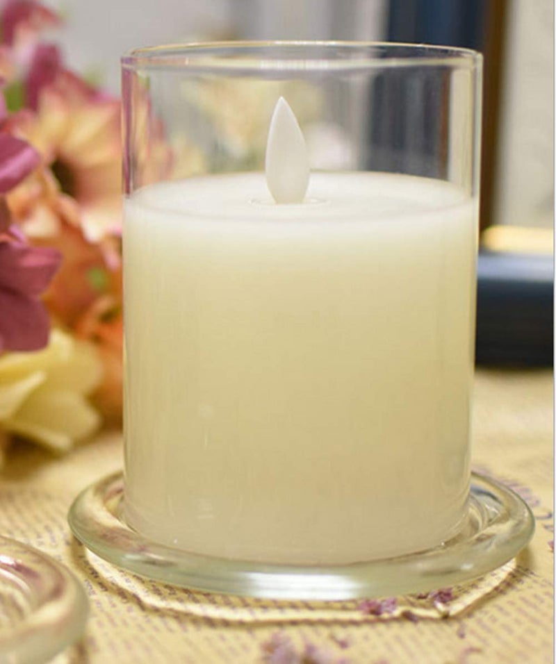 Cumuiu 2 Pack Glass Candle Holder 3" Clear Beautiful Transparent Round Candle Plate - Image 3