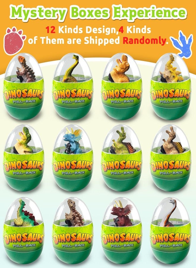 Tonberless 4 Pack Dinosaur Pull Back Cars, Toddler Easter Basket Stuffers Gifts Party Favors, Prefilled Easter Eggs Fillers with Toys Inside Filled for Kids Teens Boys Girls - Image 5