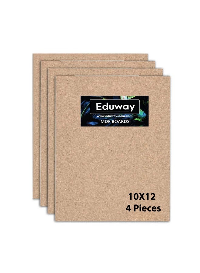 إدواي لوح خشبي من مادة MDF من Eduway® مقاس 10×12 بوصة للماندالا والليبان والفنون والحرف اليدوية المصنوعة من الراتنج، سمك 4 مم، عبوة من 4 قطع - مادة كرتون ممتازة للفنانين وطلاب الفنون والحرف اليدوية - قطع صلبة بأحجام صغيرة وكبيرة (25×30 سم) - Image 1