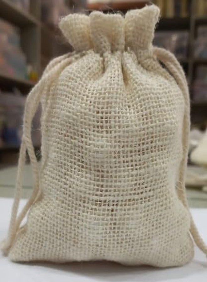 OMX Jute Potli Gift Bags Jewelry Pouches with Drawstring for Birthday, Party, Wedding Favors, Size 6 inch x 4 Inch (25 PC, Natural) - Image 4