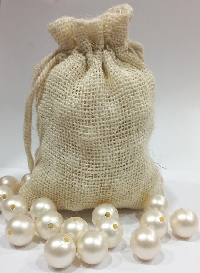 OMX Jute Potli Gift Bags Jewelry Pouches with Drawstring for Birthday, Party, Wedding Favors, Size 6 inch x 4 Inch (25 PC, Natural) - Image 3