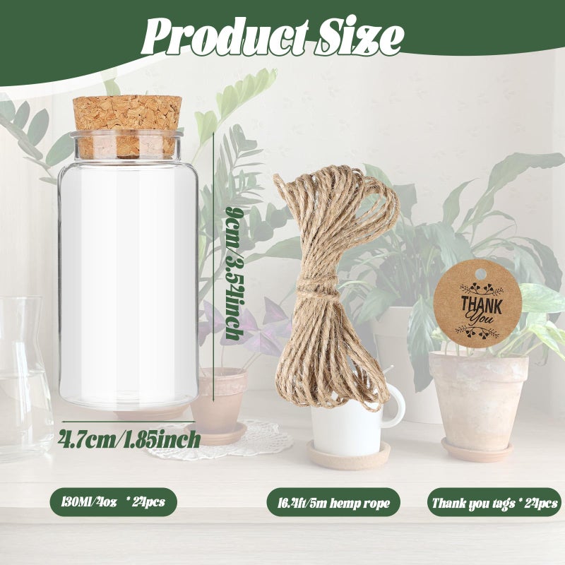 Ysglory 24 Pack 3.54'' Plant Propagation Stations 4oz Plastic Propagation Jars Planter Hydroponic Vase with Hole Lid and Thank You Tags for Plant Lovers Office Home Garden - Image 4