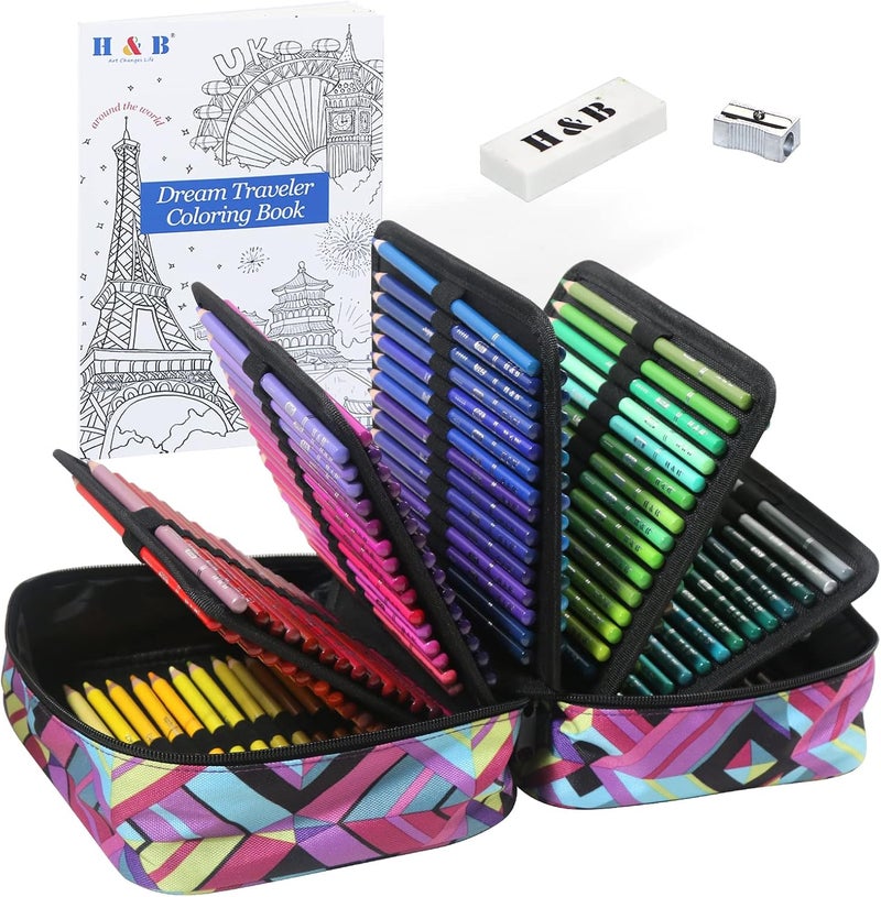 HB H & B 180 Colored Pencils Set, Art Pencil Kit for Adult Coloring,Oil Based Soft Core, Ideal for Coloring Sketching Shading,H & BArt Set for Teens Beginner Wooden Color Pencils - Image 1