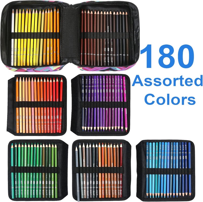HB H & B 180 Colored Pencils Set, Art Pencil Kit for Adult Coloring,Oil Based Soft Core, Ideal for Coloring Sketching Shading,H & BArt Set for Teens Beginner Wooden Color Pencils - Image 3