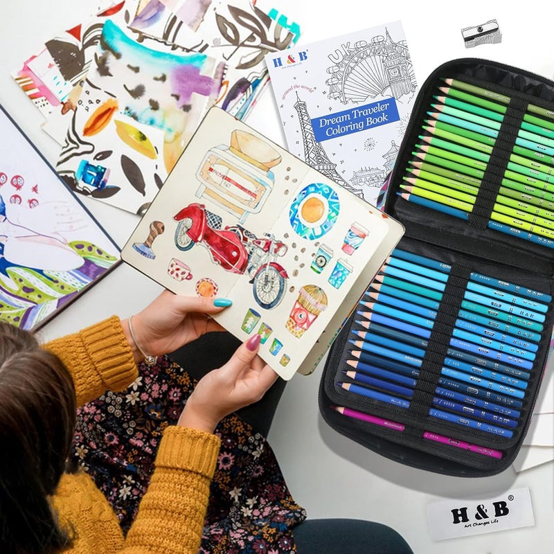 HB H & B 180 Colored Pencils Set, Art Pencil Kit for Adult Coloring,Oil Based Soft Core, Ideal for Coloring Sketching Shading,H & BArt Set for Teens Beginner Wooden Color Pencils - Image 5