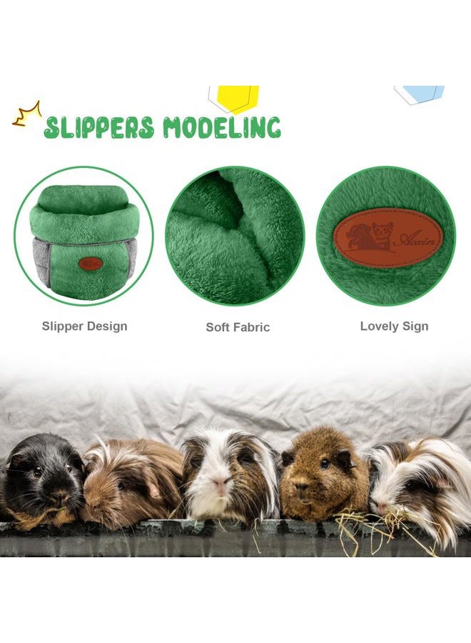 YUEPET Guinea Pig Bed Cuddle Cave Warm Fleece Cozy House Bedding Sleeping Cushion Cage Nest for Small Animal Squirrel Chinchilla Rabbit Hedgehog Cage Accessories Green - Image 4
