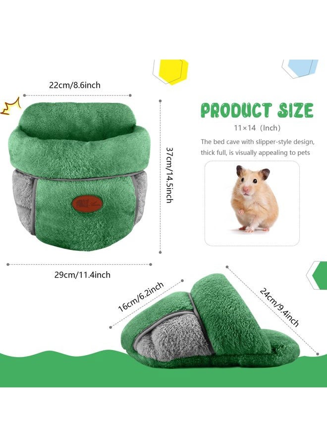 YUEPET Guinea Pig Bed Cuddle Cave Warm Fleece Cozy House Bedding Sleeping Cushion Cage Nest for Small Animal Squirrel Chinchilla Rabbit Hedgehog Cage Accessories Green - Image 2