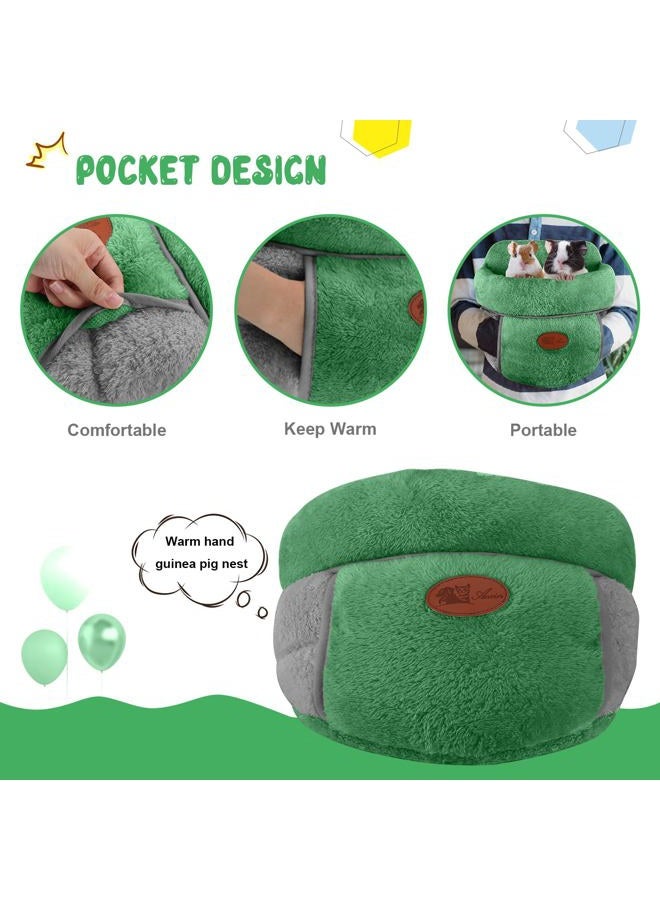 YUEPET Guinea Pig Bed Cuddle Cave Warm Fleece Cozy House Bedding Sleeping Cushion Cage Nest for Small Animal Squirrel Chinchilla Rabbit Hedgehog Cage Accessories Green - Image 3