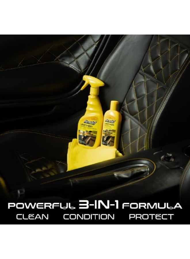 Formula 1 Leather Cleaner And Conditioner Liquid Versatile Auto Interior Cleaner Treats All Leather Vinyl Rubber & Plastic Surfaces With Uv Protection & Spill Resistance 237 ML - Image 3