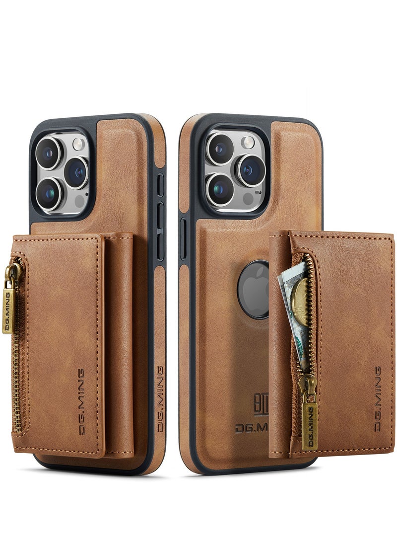 Dg Ming 2 in 1 Clutch Wallet for Iphone 15 Pro Max, Vintage Slim Leather Case Magnetic Detachable Tri-Fold Wallet, Leather Case with Card Holder Pocket Slim Case  - Image 1