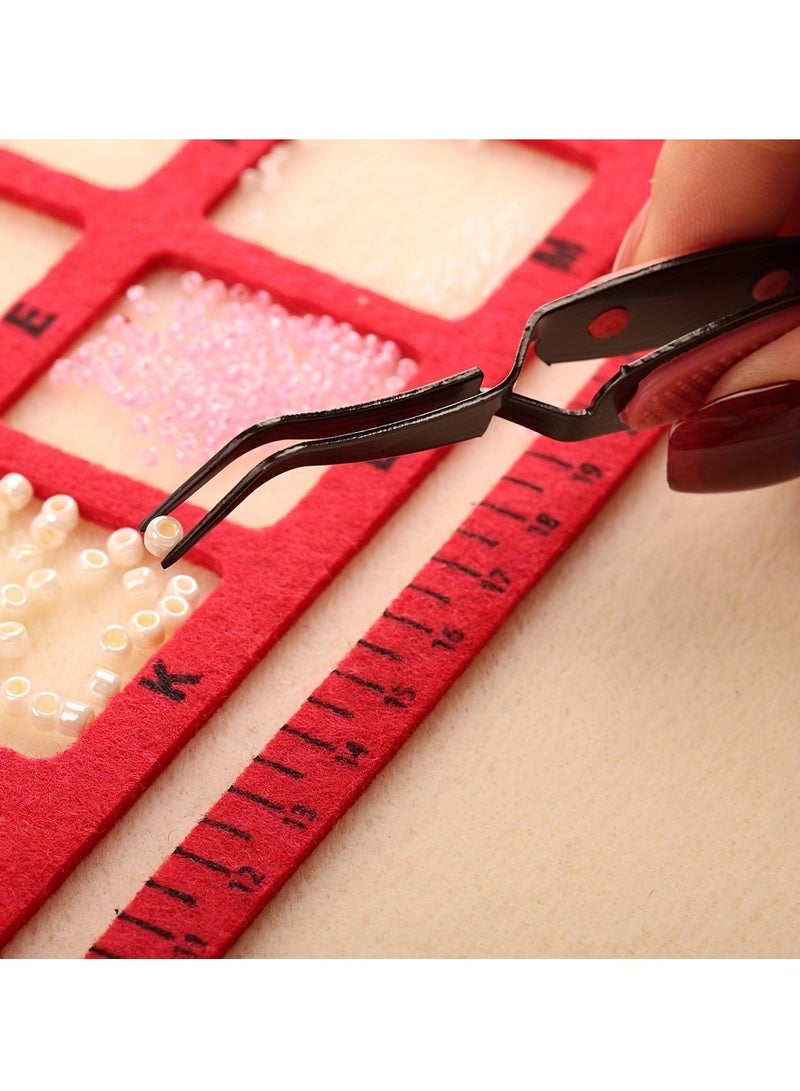 1pc Premium Stainless Steel Black Reverse Gripping Tweezers - Ergonomic soft grip handles, curved fine tips, perfect for manicures, DIY beaded jewelry making, precision crafts and hobby projects - Image 2