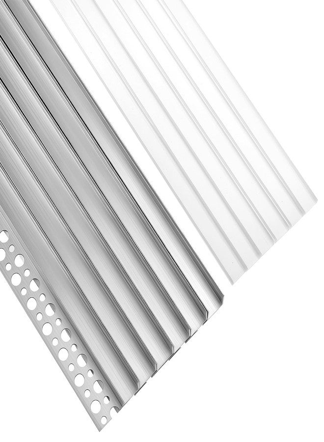 كيو دبليو او ار كي قناة إضاءة LED من QWORK، عبوة من 6 قطع، طول 3.3 قدم، بدون إطار، قناة ألومنيوم لشريط إضاءة LED مُدمج في الجدران الجافة مع موزع إضاءة حليبي، لإضاءة مميزة - Image 2