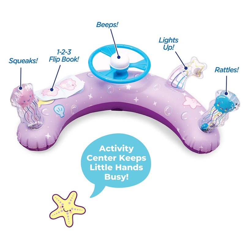 SwimSchool Baby Pool Float with Adjustable Canopy - 6-24 Months - Includes 5-Toy Interactive Play Console Safety Seat - Pink - Image 4