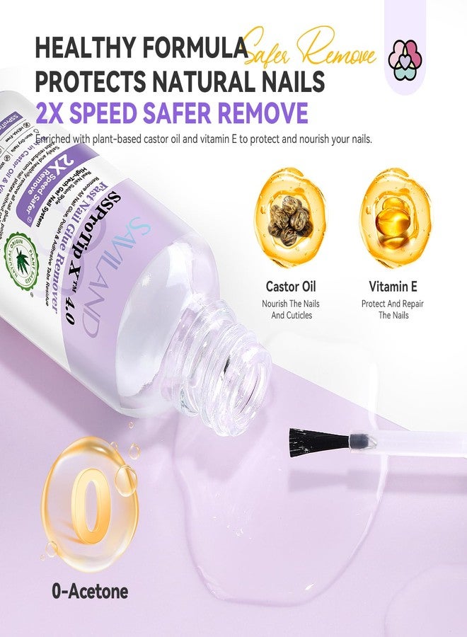 SAVILAND Fast Nail Glue Remover Kit: Press On Nail Remover 4 Pcs Cuticle Tools Easy Removal of Nails Glue and Acrylic Nails Tips 30 ml Debonder Serum and Cuticle Oil Pen Nail Prep Kit - Image 5