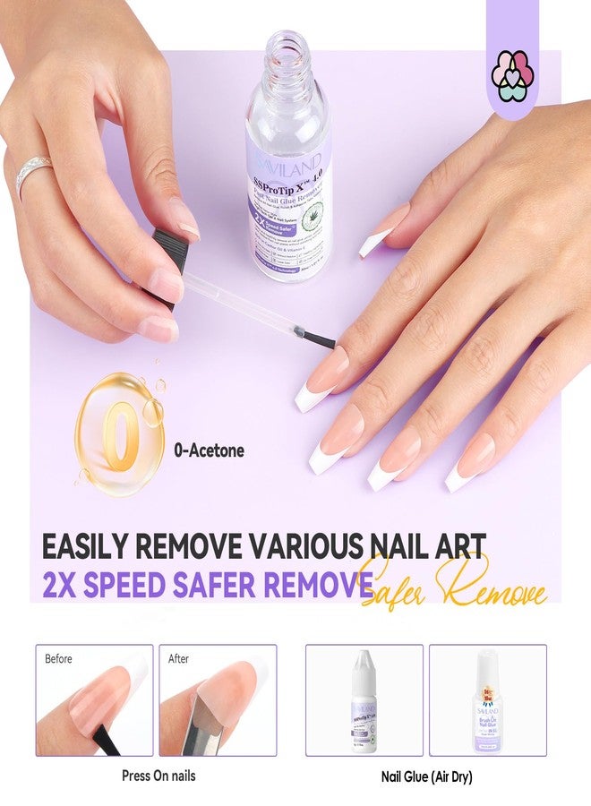 SAVILAND Fast Nail Glue Remover Kit: Press On Nail Remover 4 Pcs Cuticle Tools Easy Removal of Nails Glue and Acrylic Nails Tips 30 ml Debonder Serum and Cuticle Oil Pen Nail Prep Kit - Image 2