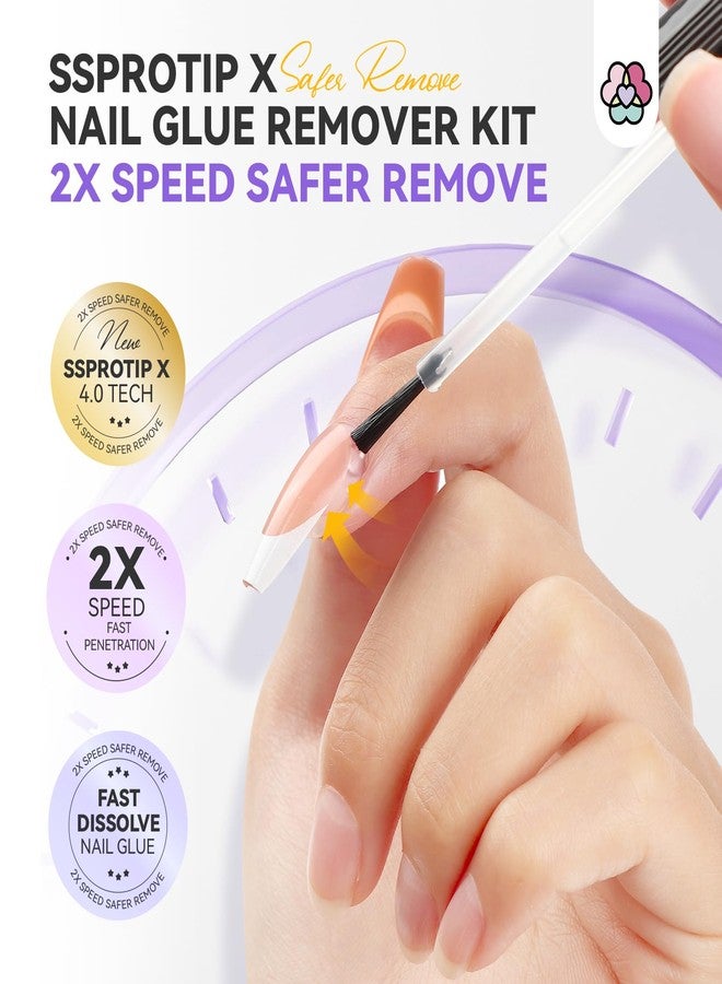SAVILAND Fast Nail Glue Remover Kit: Press On Nail Remover 4 Pcs Cuticle Tools Easy Removal of Nails Glue and Acrylic Nails Tips 30 ml Debonder Serum and Cuticle Oil Pen Nail Prep Kit - Image 3