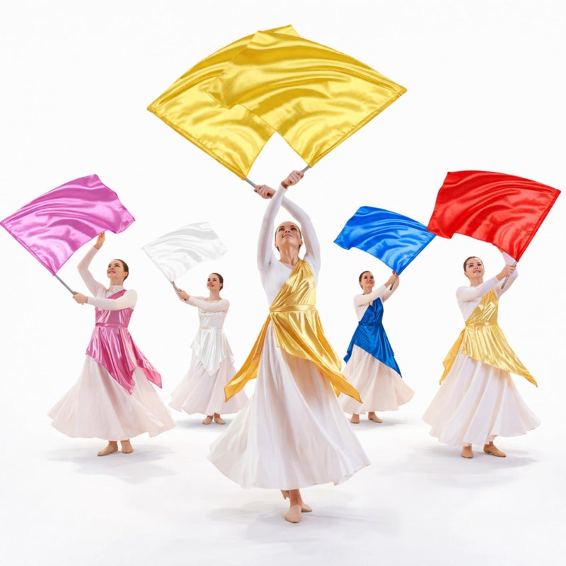Mindsoft 10 Pcs 216 x 268 Praise Dance Worship Flags with Scalable Rod Rectangle Angel Wing Flag Church Banderas de Danza Praise Church Flags for Worship Dance Team Outdoor Performance Classic - Image 2