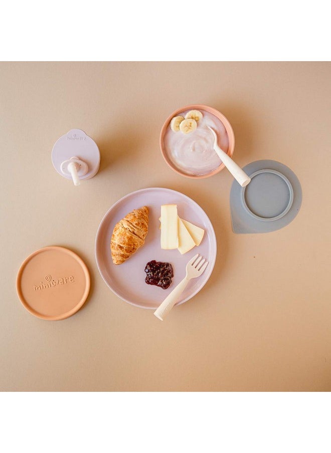 Miniware Miniware Little Foodie Set with Cereal Bowl, Sandwich Plate, My First Cutlery Set, 1-2-3 Sip Cup, and Detachable Suction Foot for Baby Toddler Kids | BPA Free (Little Patissier)  - Image 1