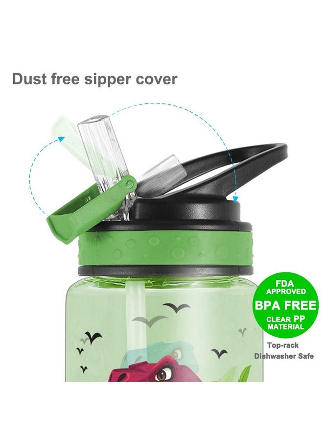 Home Tune 15oz Water Bottle for Kids Girls Boys School, BPA Free, Leak Proof Flip Straw, Carry Loop, Easy Clean - Dinosaur - Image 4