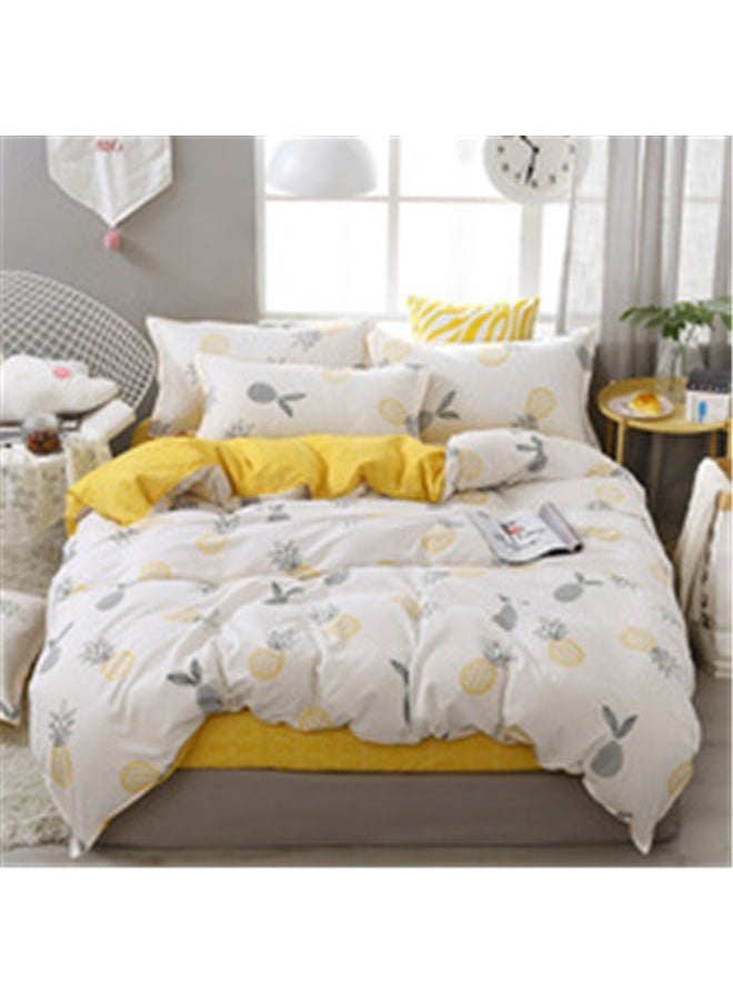 yongsheng 4-Piece Printed Duvet Cover Set Polyester Yellow/White，Yellow Pineapple Bedding Duvet Cover Sets Queen Size, Cute Fruit Decor Comforter Cover for Kids Girls Boys, Teens Adults Soft Bedding Set  - Image 2